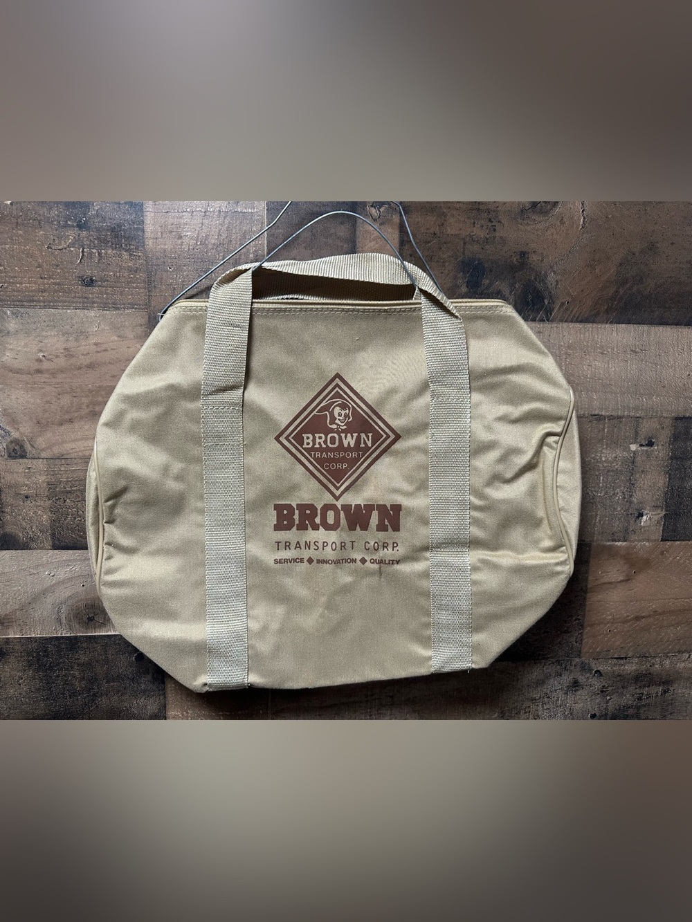 Vintage Brown Transport Corp Duffel Bag Tan Travel Gym Overnight Bag 16”